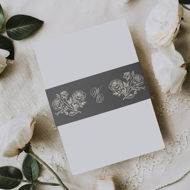 Bandeau De Faire-part Monogramme classique de charbon de bois Mariage of (Créateur téléchargé)