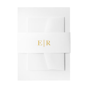 Bandeau De Faire-part Monogramme classique simple or mariage élégant