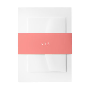 Bandeau De Faire-part Monogramme Corail Moderne Gras et Vibrant Mariage 