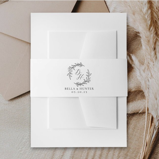 Bandeau De Faire-part Monogramme Couronne Classique de Mariage (Créateur téléchargé)