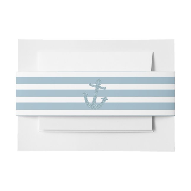 Bandeau De Faire-part Monogramme d'Ancre Parties scintillant Blue Stripe (Devant Example)