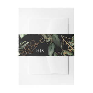 Bandeau De Faire-part Monogramme de Botanique d'Eucalyptus d'Or Noir Pre