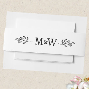 Bandeau De Faire-part Monogramme de couple de mariage Élégant Botanique