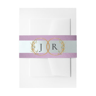 Bandeau De Faire-part Monogramme de feuille liée - Lavande