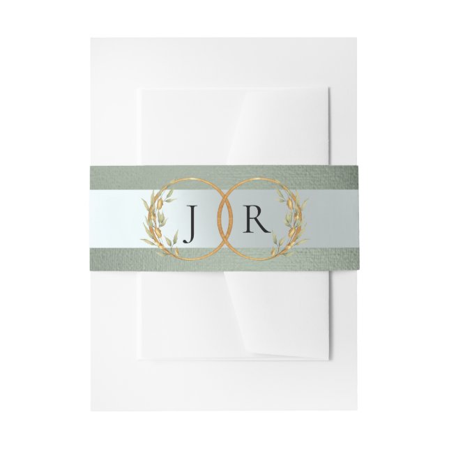 Bandeau De Faire-part Monogramme de feuille liée - Sauge (Devant example)