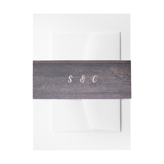 Bandeau De Faire-part Monogramme de grain de bois foncé mariage rustique (Devant example)