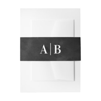 Bandeau De Faire-part Monogramme de mariage à l'aquarelle noire