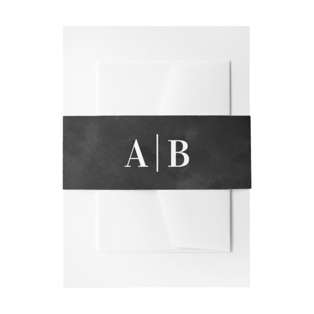 Bandeau De Faire-part Monogramme de mariage à l'aquarelle noire (Devant example)