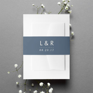 Bandeau De Faire-part Monogramme de Mariage bleu et ivoire de la Marine