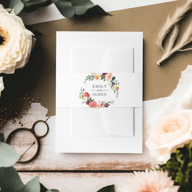 Bandeau De Faire-part Monogramme de Mariage de couronne florale de Bourg (Créateur téléchargé)