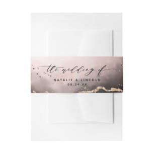 Bandeau De Faire-part Monogramme de Mariage rose pâle d'ombre éthéré