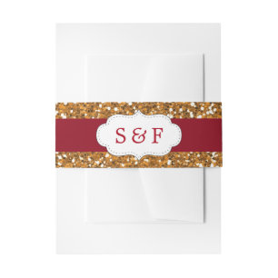 Bandeau De Faire-part Monogramme de mariage rouge bordeaux paillettes do