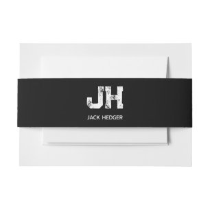 BANDEAU DE FAIRE-PART MONOGRAMME DE NOM À DEUX LETTRES BLANC MINIMALISTE