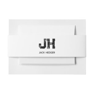 BANDEAU DE FAIRE-PART MONOGRAMME DE NOM À DEUX LETTRES NOIR MINIMALISTE