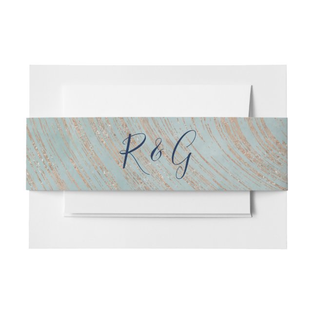 Bandeau De Faire-part Monogramme Design en marbre bleu et cuivre (Devant Example)
