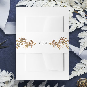 Bandeau De Faire-part Monogramme d'or classique Mariage de crête botaniq