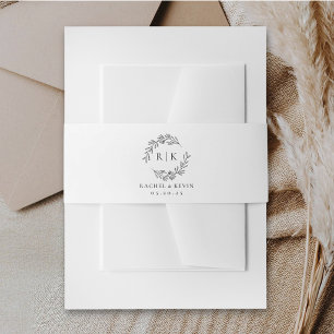 Bandeau De Faire-part Monogramme Élégant de Couronne de Mariage
