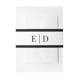 Bandeau De Faire-part Monogramme Élégant Noir et Blanc de Mariage