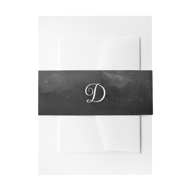 Bandeau De Faire-part Monogramme en écriture cursive aquarelle noire (Devant example)