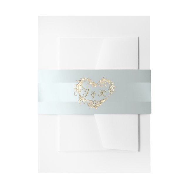 Bandeau De Faire-part Monogramme en forme de cœur - Argent/Argent (Devant example)