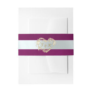 Bandeau De Faire-part Monogramme en forme de cœur - Plum/Silver