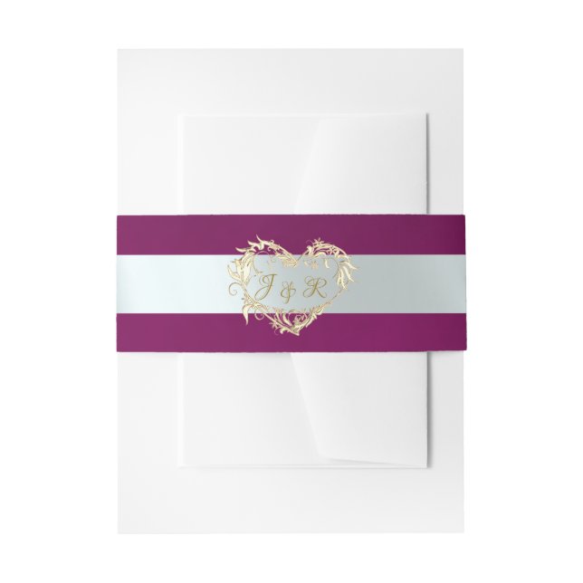 Bandeau De Faire-part Monogramme en forme de cœur - Plum/Silver (Devant example)