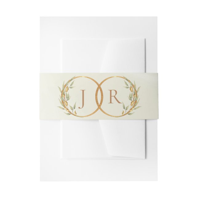 Bandeau De Faire-part Monogramme et ruban - Crème (Devant example)