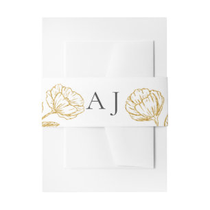Bandeau De Faire-part Monogramme floral élégant de mariage fleurs dorées