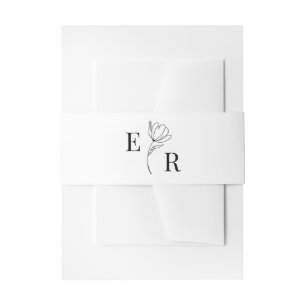 Bandeau De Faire-part Monogramme floral noir et blanc