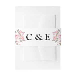 Bandeau De Faire-part Monogramme floral rose vif