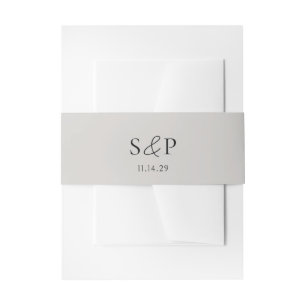 Bandeau De Faire-part Monogramme gris caillou minimal Élégant Mariage