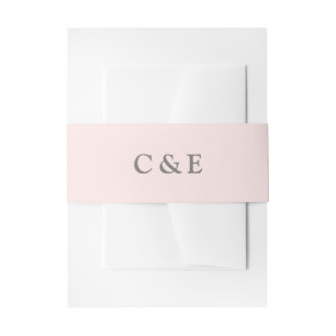Bandeau De Faire-part Monogramme gris de colombe initial sur rose pâle