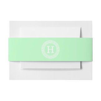 Bandeau De Faire-part Monogramme initial du cadre de la clé grecque blan