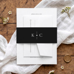 Bandeau De Faire-part Monogramme Initiales Modernes Cœur Mariage