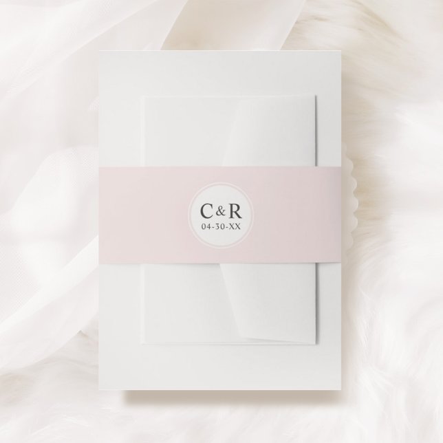 Bandeau De Faire-part Monogramme Initiales Rose Rose Mariage (Créateur téléchargé)