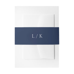 Bandeau De Faire-part Monogramme Intemporel Bleu Nuit Élégant Mariage