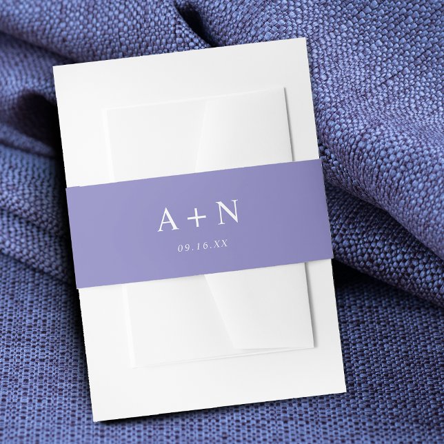 Bandeau De Faire-part Monogramme Lavande Romantique  (Romantic Lavender Monogram Invitation Belly Band)