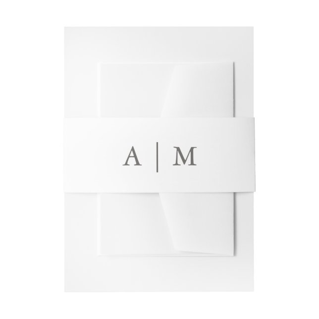Bandeau De Faire-part Monogramme Mariage blanc et gris simple (Devant example)