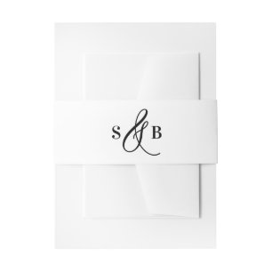 Bandeau De Faire-part Monogramme Mariage de calligraphie Whimsical Noir