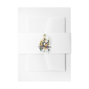 Bandeau De Faire-part Monogramme Mariage de pin d'aquarelle d'automne ru