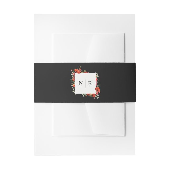 Bandeau De Faire-part Monogramme Mariage Delicate Poppy Dark Mariage Squ (Devant example)