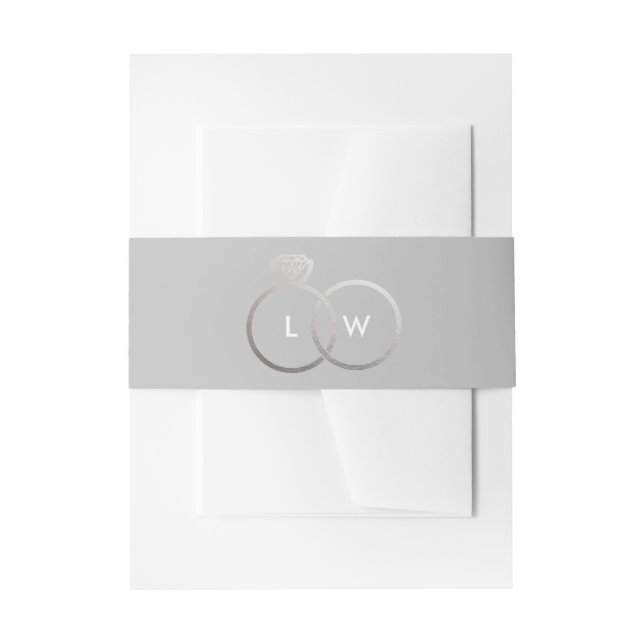 Bandeau De Faire-part Monogramme Mariage gris et argent (Devant example)