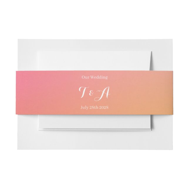 Bandeau De Faire-part Monogramme mariage moderne Sunset Ombre (Devant Example)