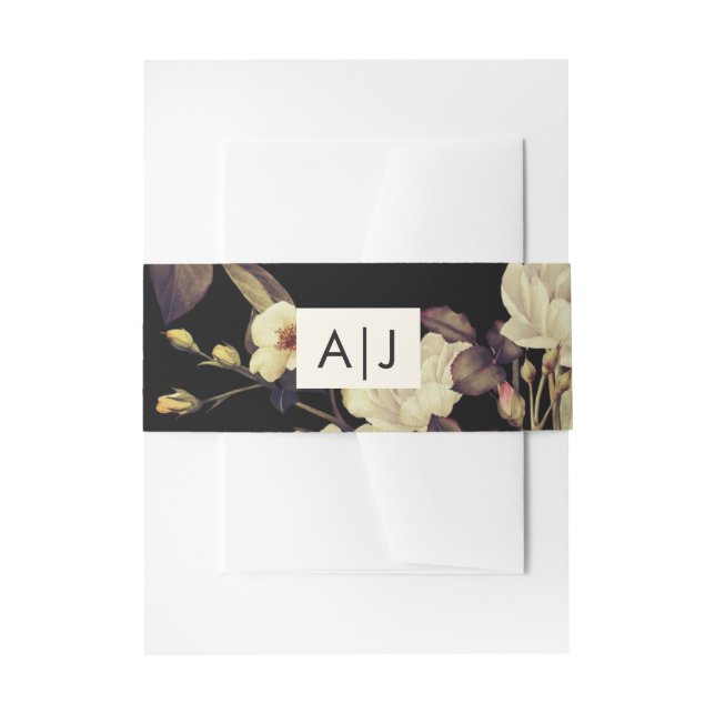 Bandeau De Faire-part Monogramme Mariage Moody Floral Black (Devant example)
