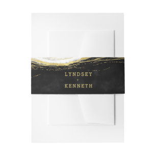 Bandeau De Faire-part Monogramme Mariage noir blanc et or