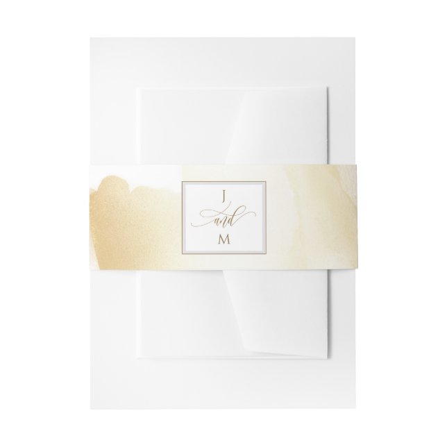 Bandeau De Faire-part Monogramme Mariage pour pinceau jaune or (Devant example)