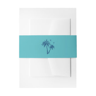 Bandeau De Faire-part Monogramme Mariage Tropical Turquoise Palm Tree