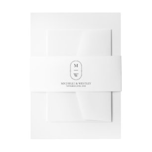 Bandeau De Faire-part Monogramme minimaliste Mariage noir et blanc