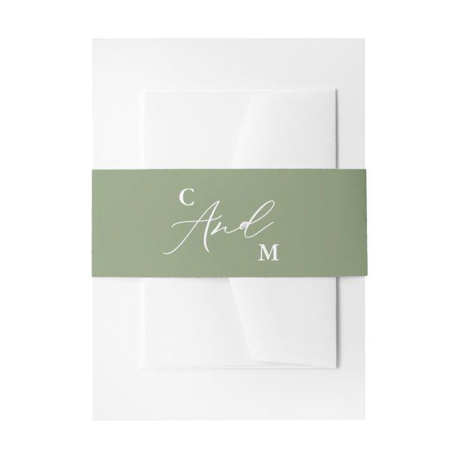 Bandeau De Faire-part Monogramme minimaliste Mariage vert (Devant example)