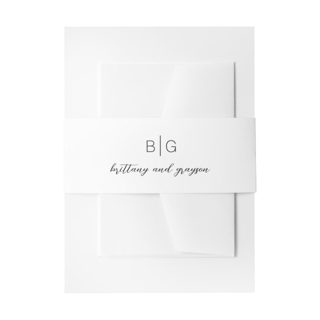 Bandeau De Faire-part Monogramme moderne Mariage noir blanc (Devant example)
